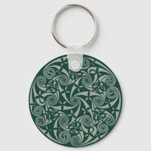 Celtic Knot Medallion Round Design, Irish Artwork Key Ring