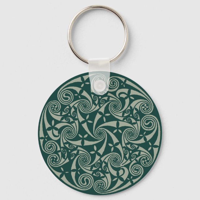 Celtic Knot Medallion Round Design, Irish Artwork Key Ring (Front)