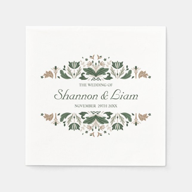 Celtic Knot | Modern Floral Irish Custom Wedding Napkin (Front)