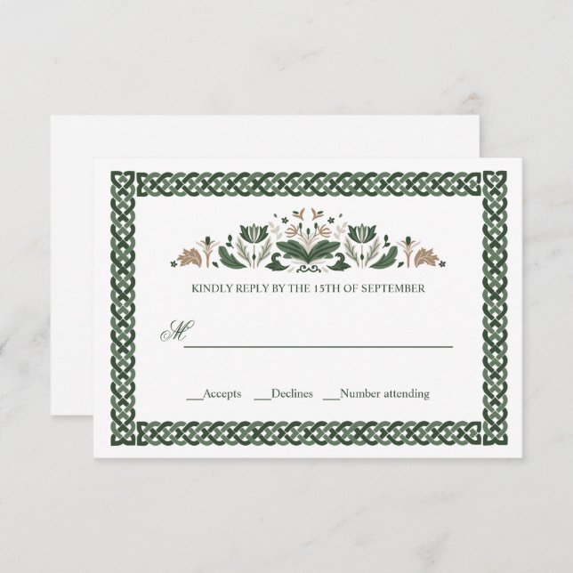 Celtic Knot | Modern Floral Irish Wedding Invitation (Front/Back)