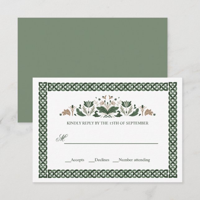 Celtic Knot | Modern Floral Irish Wedding Invitation (Front/Back)