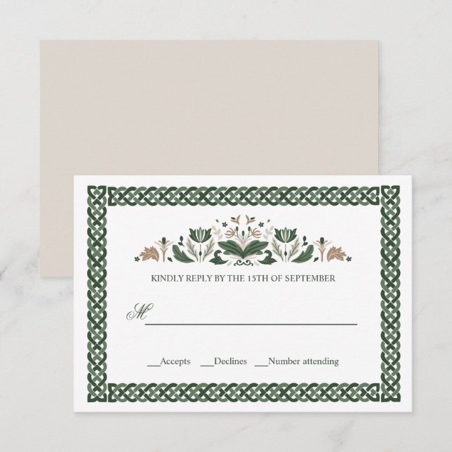 Celtic Knot | Modern Floral Irish Wedding Invitation (Front/Back)