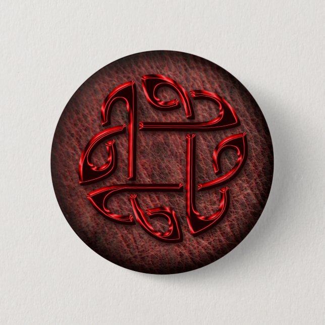 Celtic knot on genuine leather 6 cm round badge (Front)