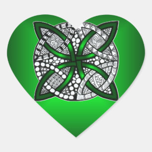 Celtic Knot Original Art Green Heart Sticker