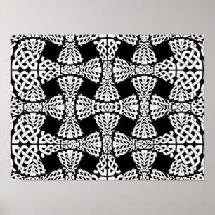 Celtic Knot Pattern Art - Black and White Tribal Poster