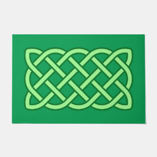 Celtic Knot Pattern, Emerald and Lime Green Doormat