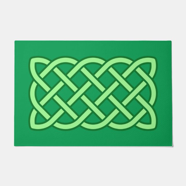 Celtic Knot Pattern, Emerald and Lime Green  Doormat (Front)
