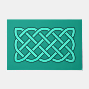 Celtic Knot Pattern, Turquoise, Aqua and Teal Doormat
