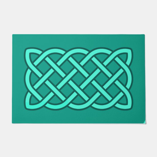 Celtic Knot Pattern, Turquoise, Aqua and Teal Doormat (Front)