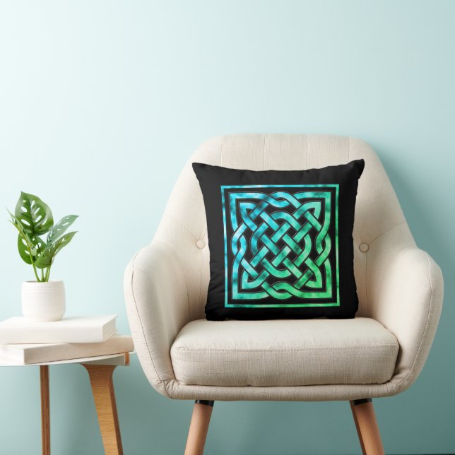 Celtic Knot Pillow - Blue Green Design (Chair)