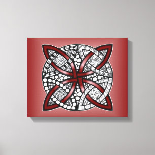 Celtic Knot Red Doodle Drawing Canvas Print