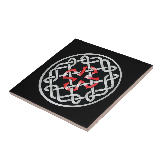 Celtic Knot Red Metallic Ceramic Tile (Side)