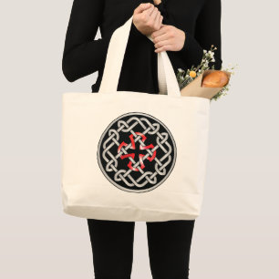 Celtic Knot Red Metallic Jumbo White Tote