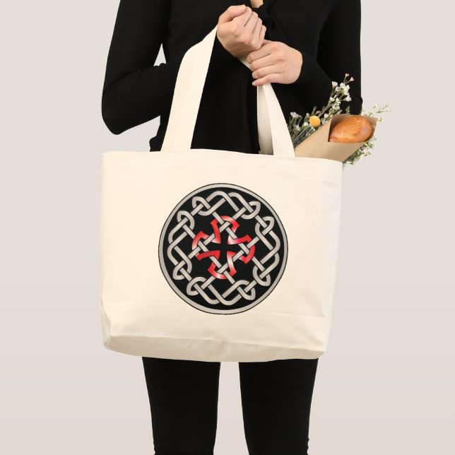 Celtic Knot Red Metallic Jumbo White Tote (Front (Product))
