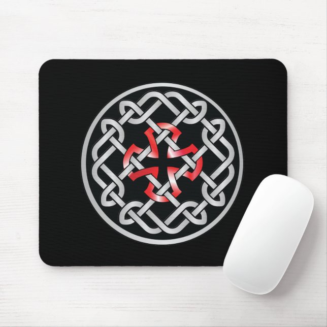 Celtic Knot Red Metallic Mousepad (With Mouse)