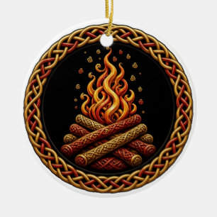 Celtic Knot Samhain Bonfire Halloween Ceramic Tree Decoration