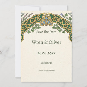 Celtic Knot Save the Date Card Scottish Irish He