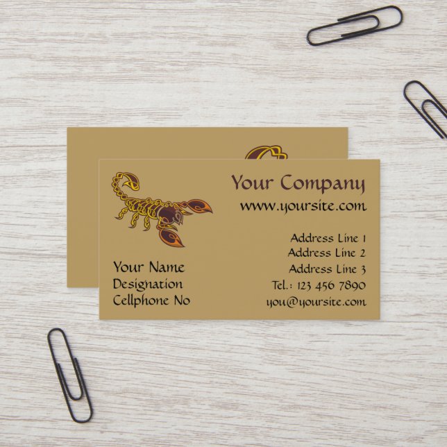 Celtic Knot Scorpion Business Card (Front/Back In Situ)