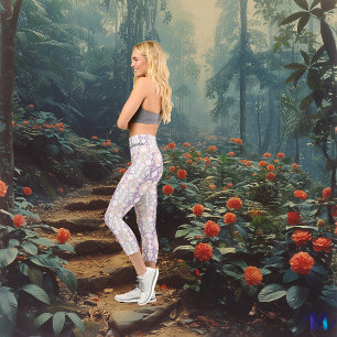 Celtic Knot Serenity - Lila, Peach & White Capri Leggings