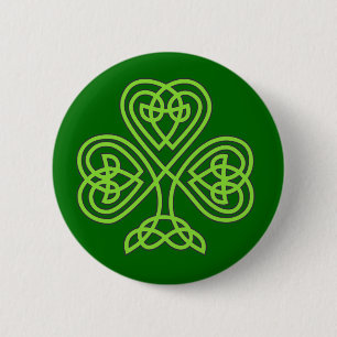 celtic knot shamrock 6 cm round badge