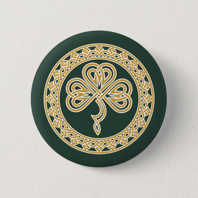 Celtic Knot Shamrock 6 Cm Round Badge (Front)