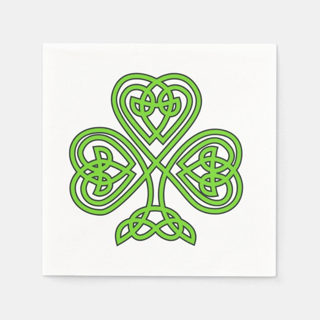 Celtic Knot Shamrock on White Napkin (Front)