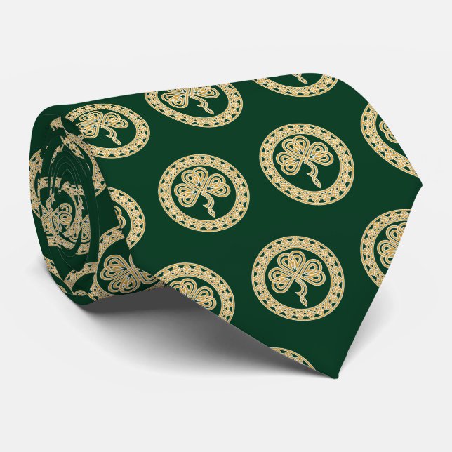 Celtic Knot Shamrock Tie (Rolled)