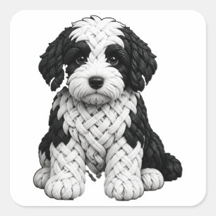 Celtic Knot Sheepadoodle Square Sticker