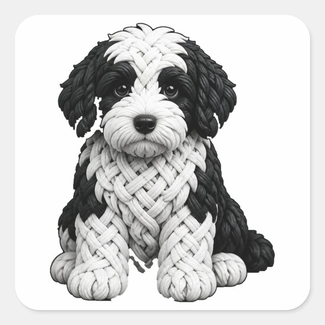 Celtic Knot Sheepadoodle Square Sticker (Front)