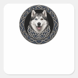 Celtic Knot Siberian Husky Square Sticker