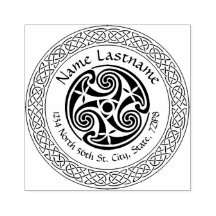 Celtic Knot & Spiral personalised rubber stamp