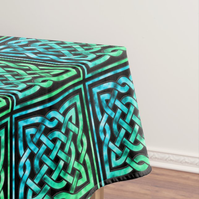 Celtic Knot - Square Blue Green Black Tablecloth (In Situ)