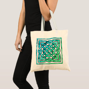 Celtic Knot - Square Blue Green Budget Tote