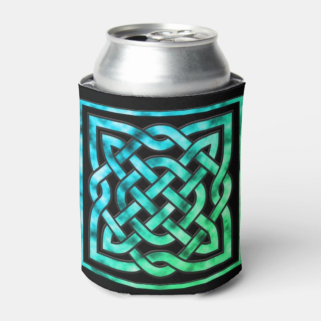 Celtic Knot - Square Blue Green Can Cooler (Can Front)