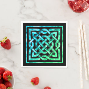Celtic Knot - Square Blue Green Paper Napkins