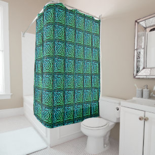 Celtic Knot - Square Blue Green Shower Curtain