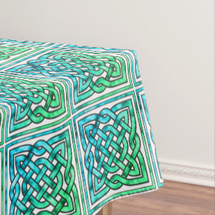Celtic Knot - Square Blue Green White Tablecloth