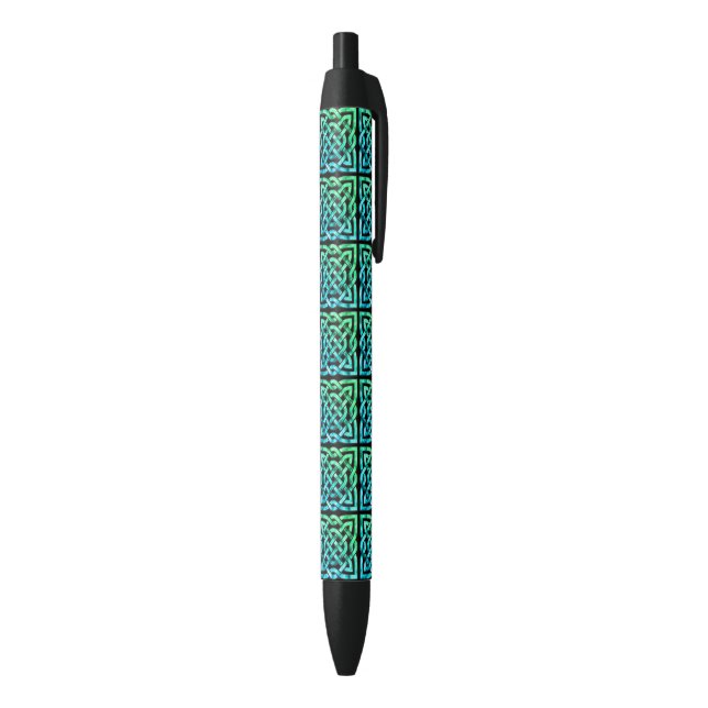 Celtic Knot - Square Tile Blue Green Black Ink Pen (Bottom (Vertical))