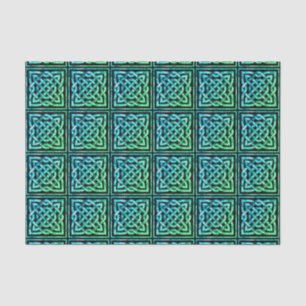 Celtic Knot - Square Tile Blue Green Tissue Paper
