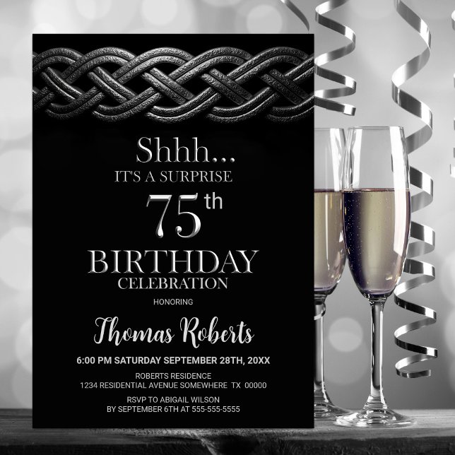 Celtic Knot Surprise 75th Birthday Party Invitation (Creator Uploaded)