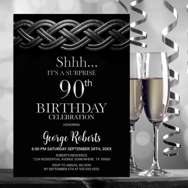 Celtic Knot Surprise 90th Birthday Party Invitation (Creator Uploaded)