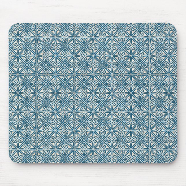 Celtic Knot Teal Blue Pattern Mouse Mat (Front)