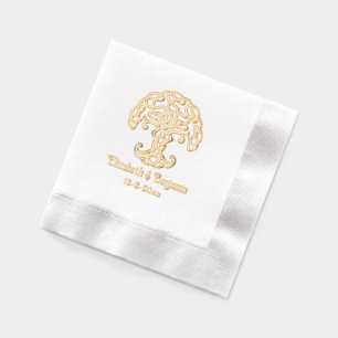 Celtic Knot Tree of Life Couple Names Date Foil Napkins