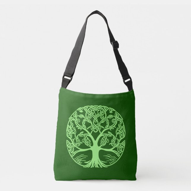 Celtic Knot Tree of Life Emerald Green  Crossbody Bag (Front)