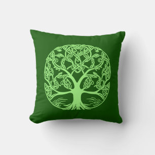 Celtic Knot Tree of Life Emerald Green  Cushion