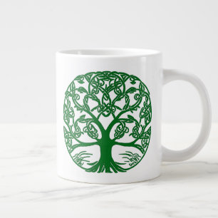 Celtic Knot Tree of Life in Emerald Green Large Coffee Mug