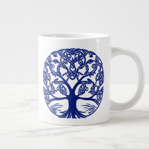 Celtic Knot Tree of Life in Indigo Blue  Large Coffee Mug
