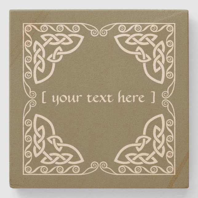 Celtic Knot Tribal Design Clear Border Version Stone Coaster (Front)