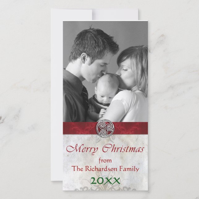 Celtic Knot Triskelion Holiday Christmas Photo (Front)