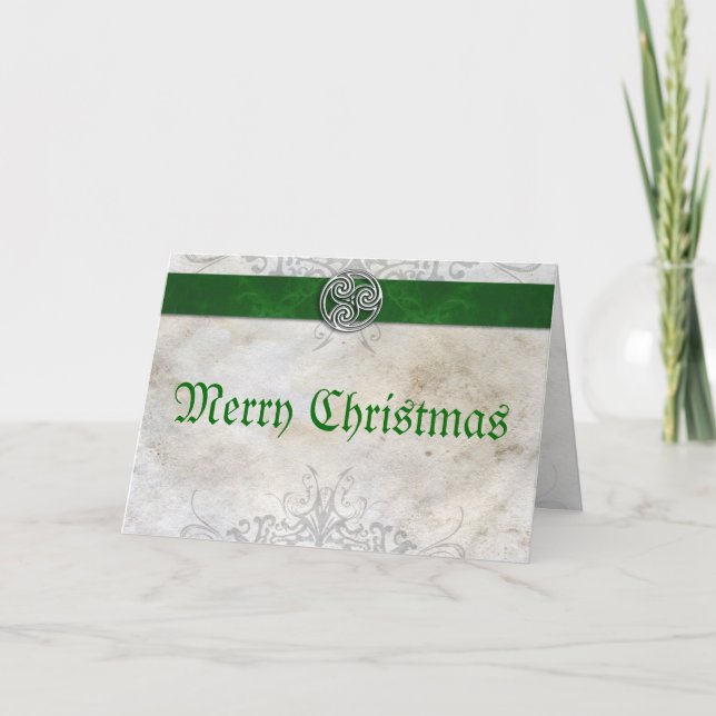 Celtic Knot Triskelion Red  Christmas Card (Front)